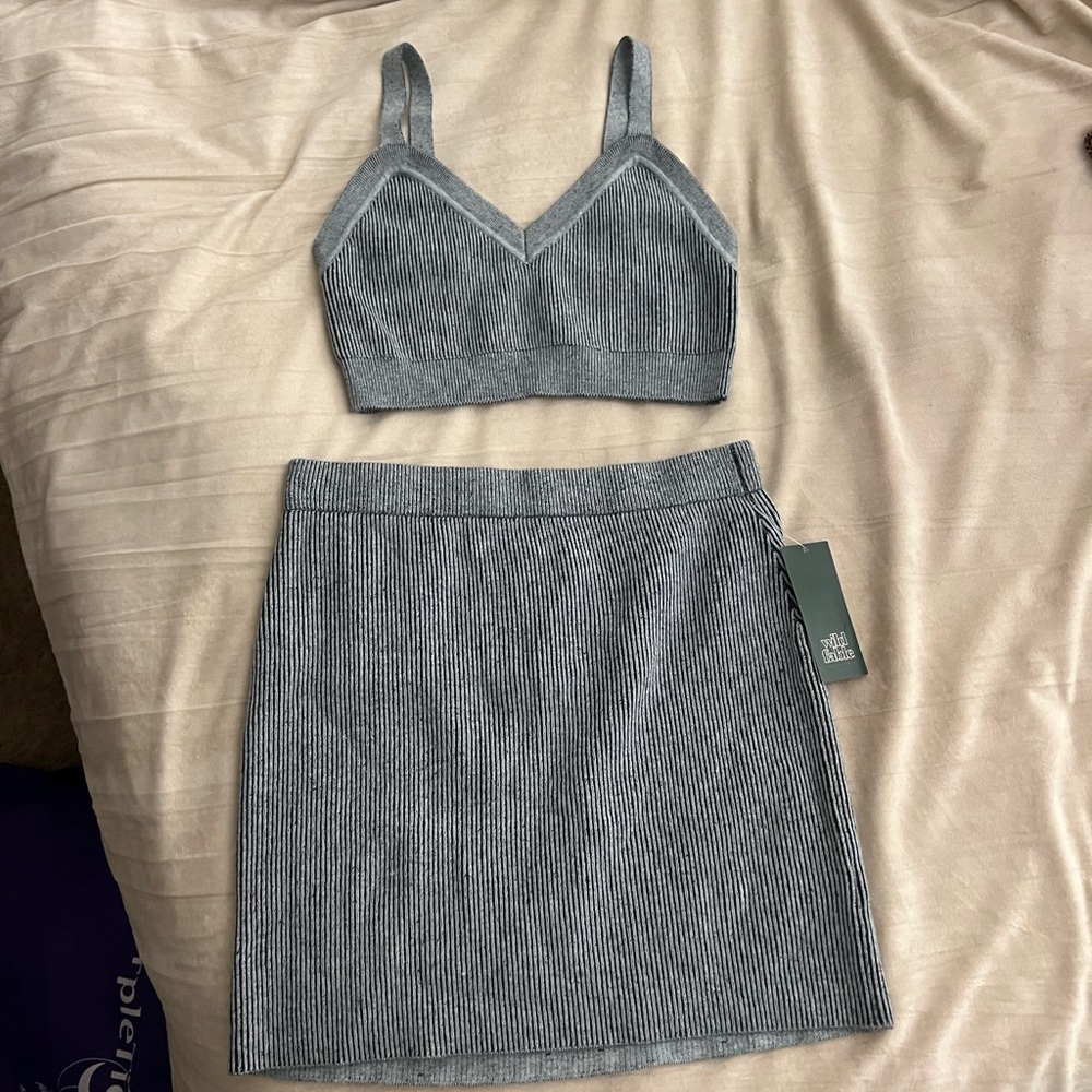 Wild Fable Gray Mini Pencil Skirt two piece set